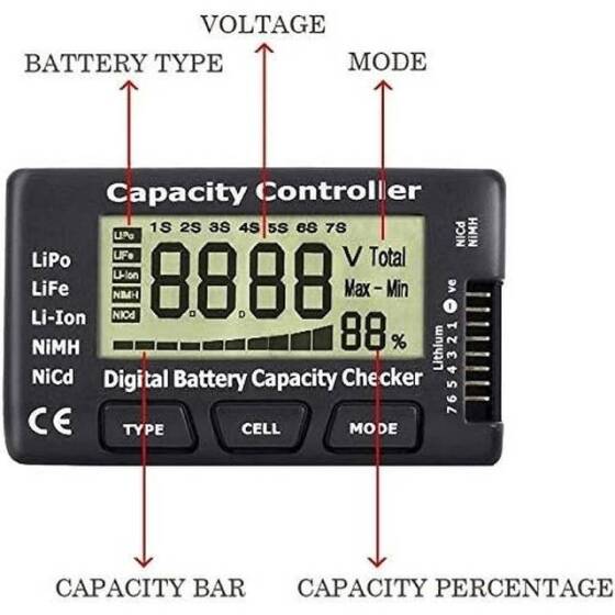 Dijital Pil Kapasite Kontrol Cihazı Lipo Li-Ion Nicd Nimh Batarya Voltaj Test Ölçer - 3