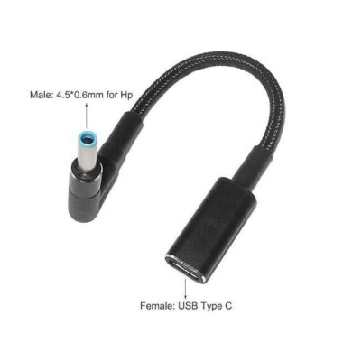 Dişi Type C - Erkek 4.5x0.6mm HP Dönüştürücü Kablo Tip-C to 4506HP - Görsu Elektronik