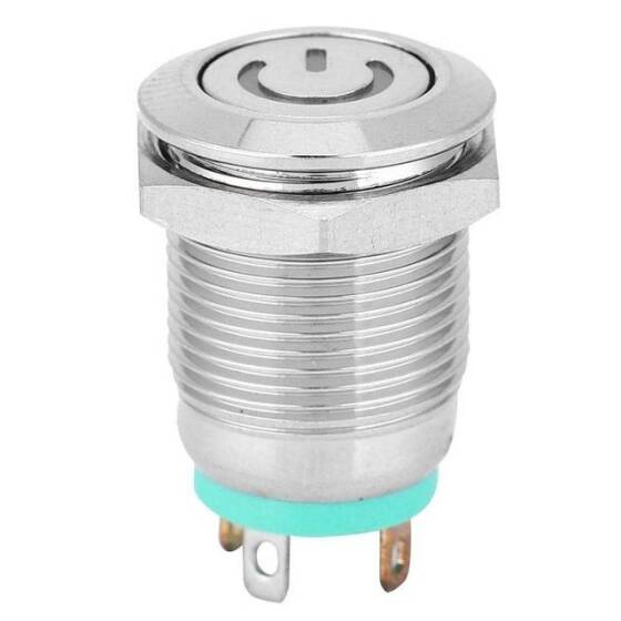 Düz Kafa 12mm 12-24V Su Geçirmez Anlık Kendinden Sıfırlamalı Metal Push Buton Kırmızı Ledli - 1