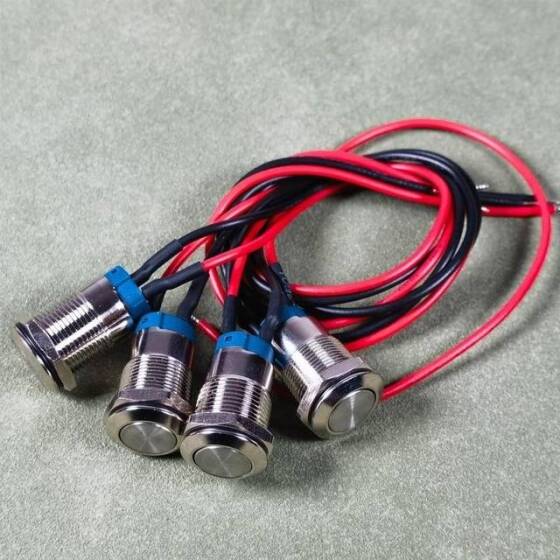 Düz Kafa 12mm Su Geçirmez Kendinden Kilitli Metal Push Buton Işıksız - 2