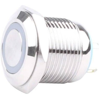 Düz Kafa 16mm 110-220V Su Geçirmez Kendinden Kilitli Metal Push Buton Kırmızı Ledli - 2