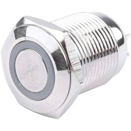 Düz Kafa 16mm 110-220V Su Geçirmez Kendinden Kilitli Metal Push Buton Kırmızı Ledli - 4