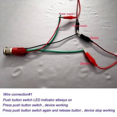 Düz Kafa 16mm 12-24V Kırmızı Ledlilı Su Geçirmez Kendinden Kilitli Metal Push Buton - 5