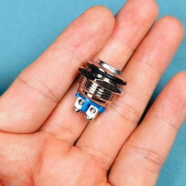 Düz Kafa 16mm 3-6V 5A Su Geçirmez Kendinden Kilitli Metal Push Buton Yeşil Ledli - 3