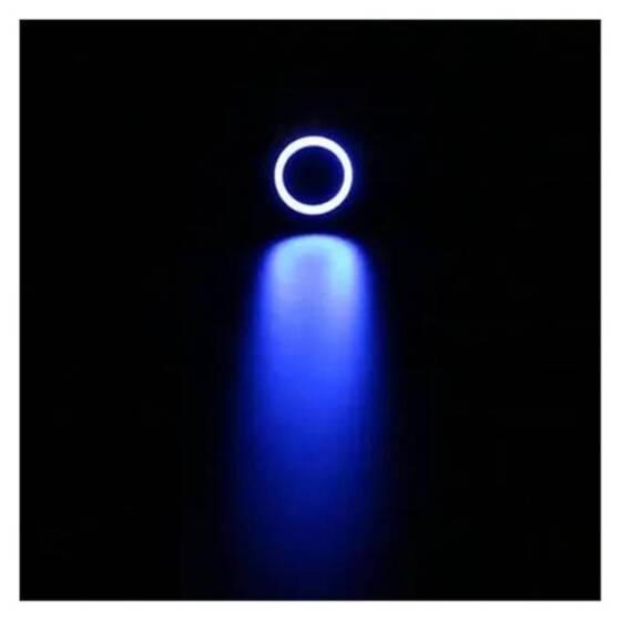 Düz Kafa 16mm 3-6V Su Geçirmez Kendinden Kilitli Metal Push Buton Mavi Ledli - 1