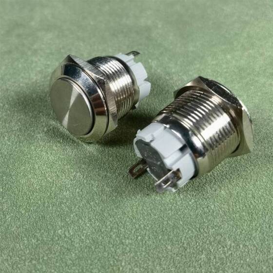 Düz Kafa 19mm Su Geçirmez Kendinden Kilitli Metal Push Buton Işıksız - 2