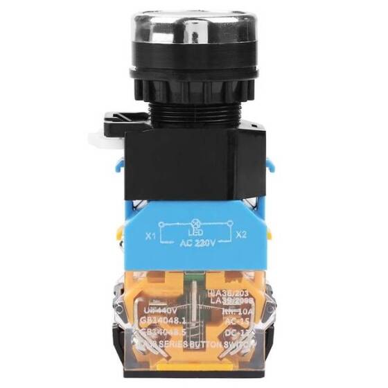 Düz Kafa 22mm 110-220V Su Geçirmez Anlık Kendinden Sıfırlamalı Metal Push Buton Yeşil Ledli - 2