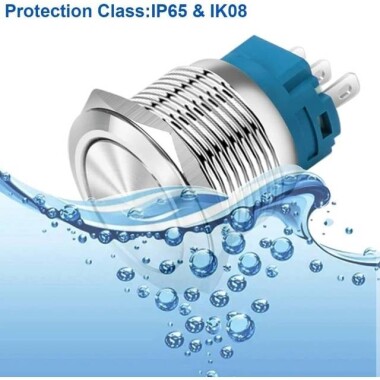 Düz Kafa 22mm 3-6V Su Geçirmez Kendinden Kilitli Metal Push Buton Kırmızı Ledli Soket Dahil - 4