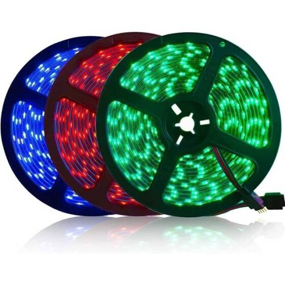 Epoksi 12V WS2811 RGB5050 Siyah SMD LED Şerit 96 LED/Metre Esnek 5 Metrelik Makara IP65 - 2