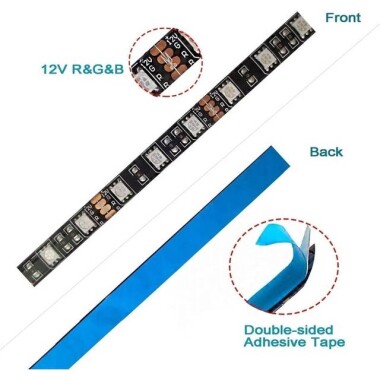 Epoksi 12V WS2811 RGB5050 Siyah SMD LED Şerit 96 LED/Metre Esnek 5 Metrelik Makara IP65 - 4