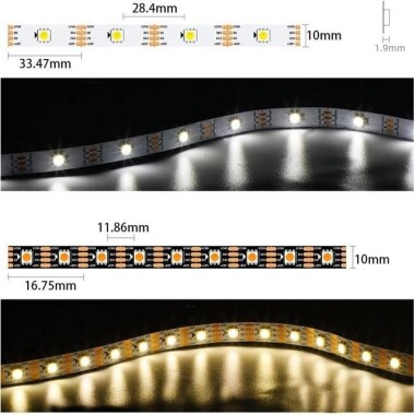 Epoksi 12V WS2815 RGB5050 Beyaz SMD LED Şerit 60 LED/Metre Esnek 5 Metrelik Makara IP65 - 5