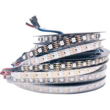 Epoksi 12V WS2815 RGB5050 Siyah SMD LED Şerit 30 LED/Metre Esnek 5 Metrelik Makara IP65 - 2