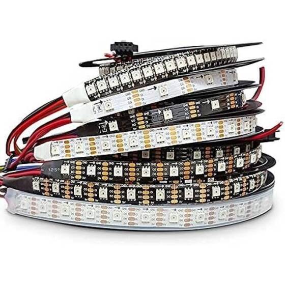 Epoksi 5V SK9822 APA102C RGB5050 Siyah SMD LED Şerit 60 LED/Metre Esnek 5 Metrelik Makara IP65 - 1