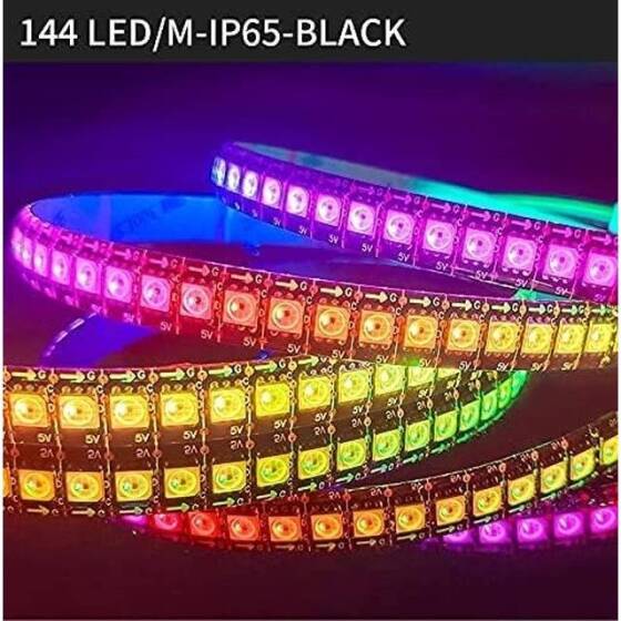 Epoksi 5V SK9822 APA102C RGB5050 Siyah SMD LED Şerit 60 LED/Metre Esnek 5 Metrelik Makara IP65 - 4