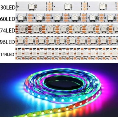 Epoksi 5V WS2812B RGB5050 Beyaz Esnek 1M SMD LED Şerit 96 LED/Metre IP65 - 2