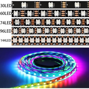 Epoksi 5V WS2812B RGB5050 Beyaz Esnek 1M SMD LED Şerit 96 LED/Metre IP65 - 4