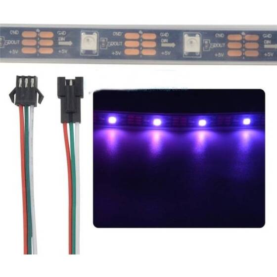 Epoksi 5V WS2813B RGB5050 Siyah SMD LED Şerit 30 LED/Metre Esnek 5 Metrelik Makara IP65 - 2