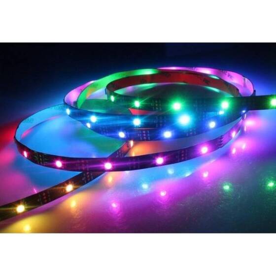 Epoksi 5V WS2813B RGB5050 Siyah SMD LED Şerit 30 LED/Metre Esnek 5 Metrelik Makara IP65 - 4