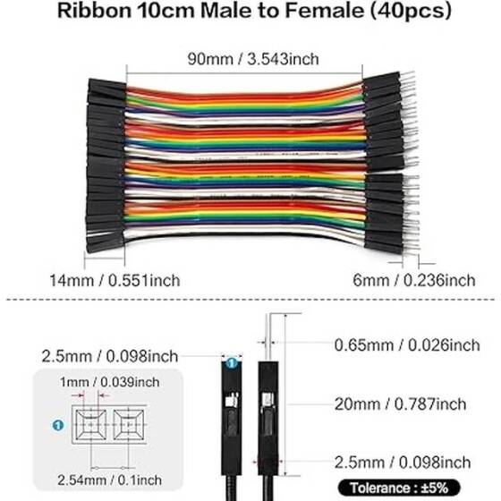 Erkek - Dişi Jumper Kablo 40 Pin 10cm 24AWG - 6