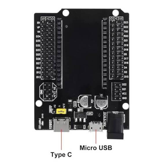 ESP32 ESP-32 ESP-32S Geliştirme Kartı İçin Tip-C USB Ve Mikro USB Çift Arayüzlü 30 Pin ESP32 Genişletme Kartı - 2