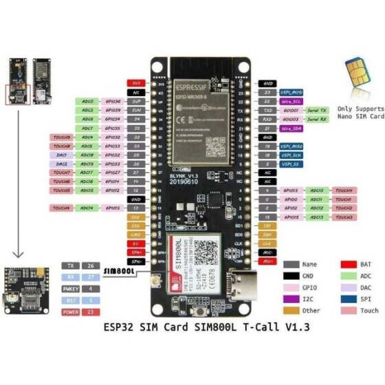 ESP32 SIM800L GSM Module Geliştirme Kartı / TTGO T-Call V1.3 - 2