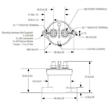 EVC500 12-24V Yüksek Gerilim Rölesi - Kontaktör P/N 2098190-1 - 3