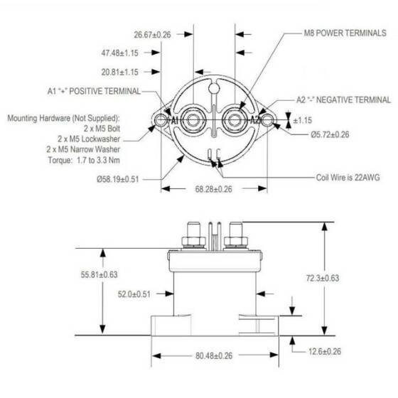 EVC500 12-24V Yüksek Gerilim Rölesi - Kontaktör P/N 2098190-1 - 3