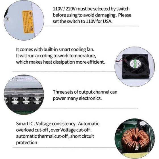 Fanlı Yüksek Kaliteli Güç Kaynağı 350W 12V 29A - 5