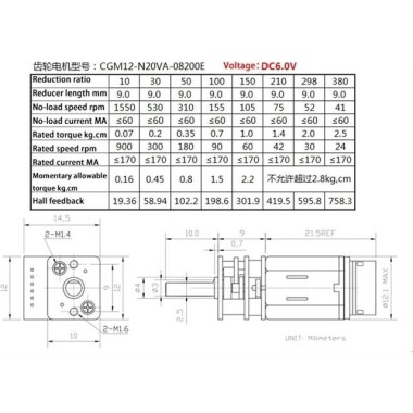 GA12-N20 6V 750RPM Mikro DC Redüktörlü Motor Kablolu Encoder - 3