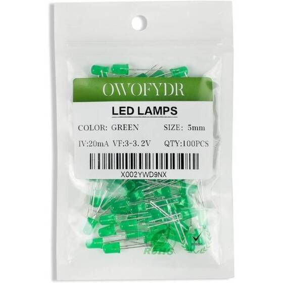 Geniş Açılı 2V 20mA 234 Yeşil Dikdörtgen Led 18mm Bacak Uzunluğu - 5