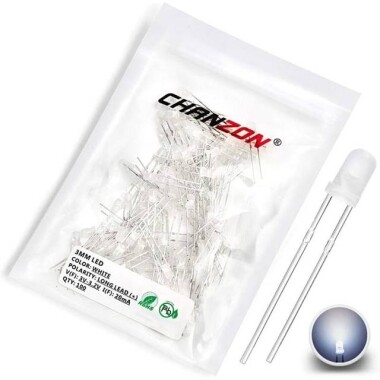 Geniş Açılı 2V 20mA 3mm Yeşil Led 18mm Bacak Uzunluğu - 1