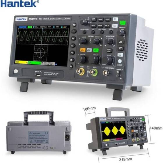 Hantek DSO2D15 150Mhz 2CH Sinyal Üretimi Osiloskop-Sinyal Kaynağı EU Fişli - 3