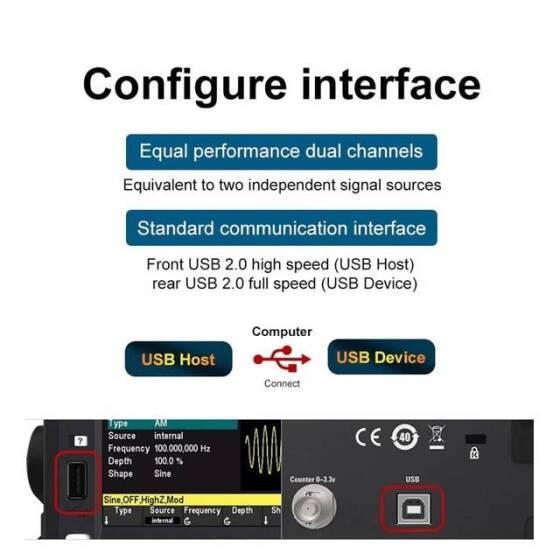 Hantek HDG3022B 25MHz 2 Kanal Fonksiyon Sinyal Jeneratörü UK Fişli - 5