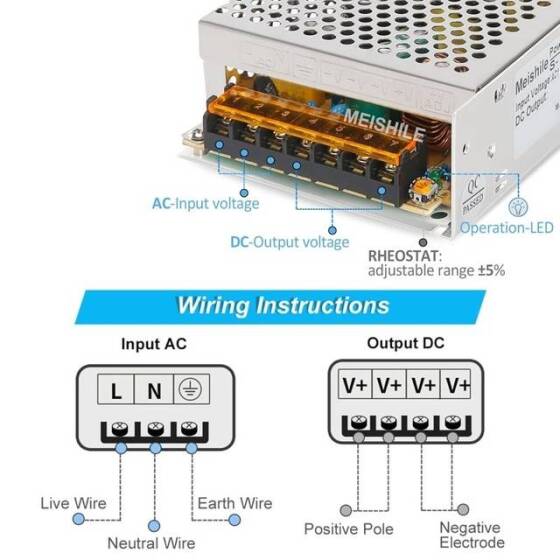 Yüksek Kaliteli Güç Kaynağı 180W 24V 7.5A Uzun Stil - 3