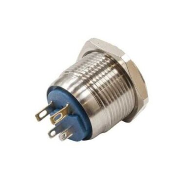 HJS19C 19mm Düz Yaylı Işıklı Metal Buton - Yeşil - 2