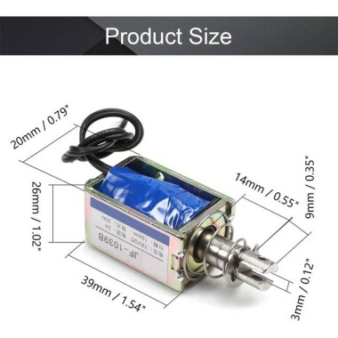 JF-1039B 12V DC 25N 10mm İtme-Çekme Geçirgen Elektromıknatıs Kilit - 2