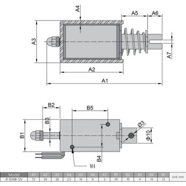 JF-1039B 12V DC 25N 10mm İtme-Çekme Geçirgen Elektromıknatıs Kilit - 5