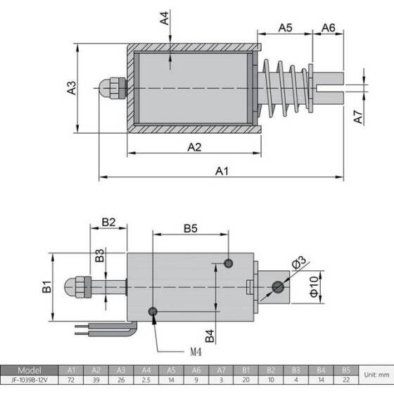JF-1039B 12V DC 25N 10mm İtme-Çekme Geçirgen Elektromıknatıs Kilit - 5
