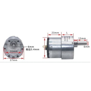 JGB37-520 DC 12V 35RPM Minyatür İleri ve Geri Fırçalı DC Hız Düşürücü Motor - 5