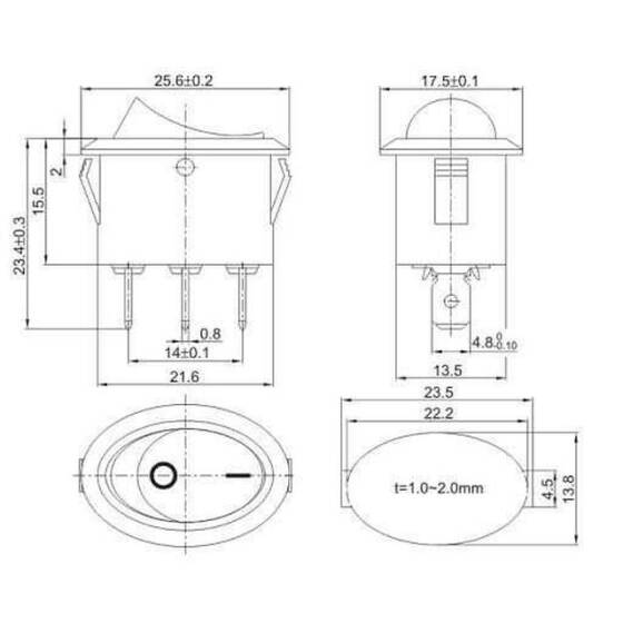 KCD1-115 Oval On/Off Anahtar - 3 Pin - 2