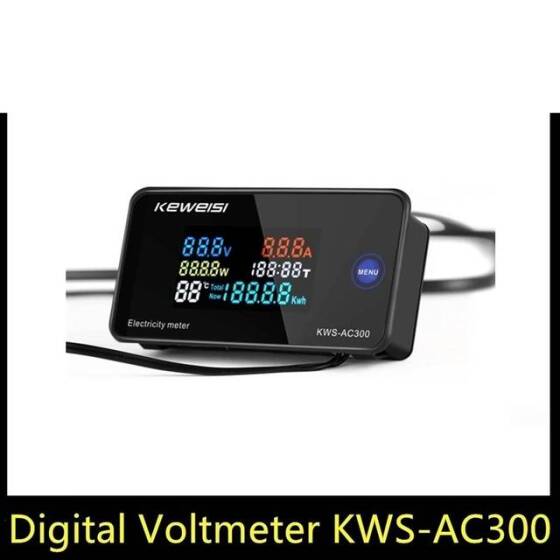 KEWEISI KWS-AC300-20A Dijital Elektrik Sayacı Voltmetre Ampermetre CT AC 50 ~ 300 V Güç Akım Gerilim Sıcaklık Ölçümü - 2