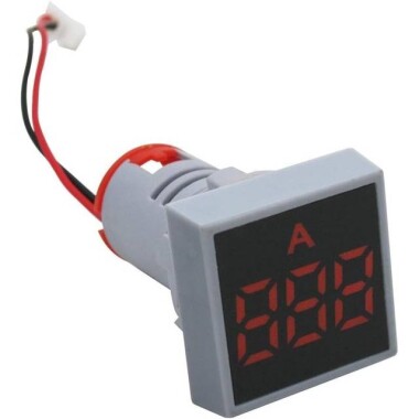 Kırmızı 0-100A 22mm AD16-22FSA Kare Kapaklı Trafolu LED Ampermetre - 3
