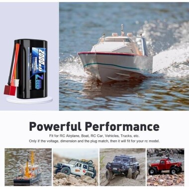 Kırmızı 1500MAH 2 S 7.4 V 25C Yüksek Güç Yüksek Kaliteli Model Uçak LIPO Pil JST Dişi - 5