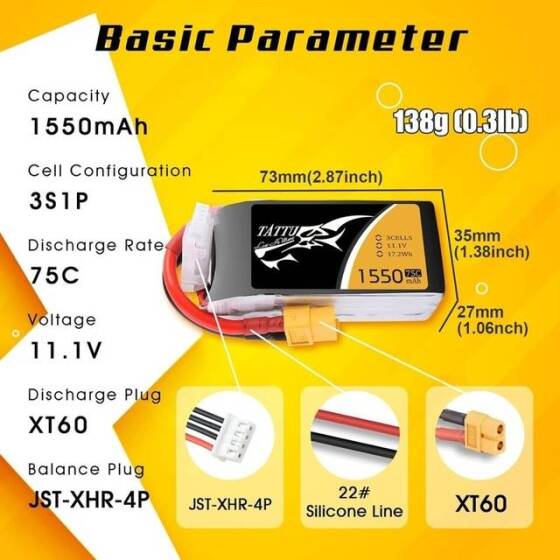 Kırmızı 1500MAH 3 S 11.1 V 25C Yüksek Güç Yüksek Kaliteli Model Uçak LIPO Pil JST Dişi - 3