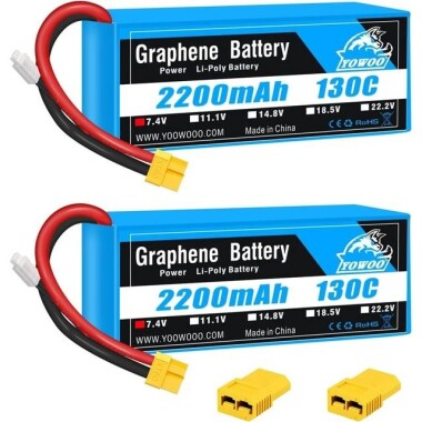 Kırmızı 2200MAH 2 S 7.4 V 35C Yüksek Güç Yüksek Kaliteli Model Uçak LIPO Pil T Dişi - 1