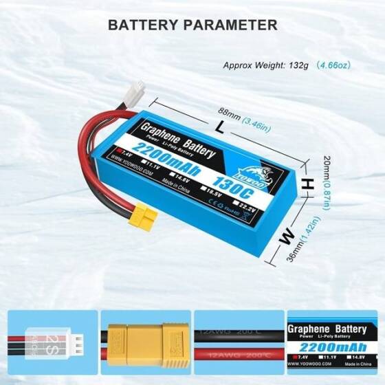 Kırmızı 2200MAH 2 S 7.4 V 35C Yüksek Güç Yüksek Kaliteli Model Uçak LIPO Pil T Dişi - 3
