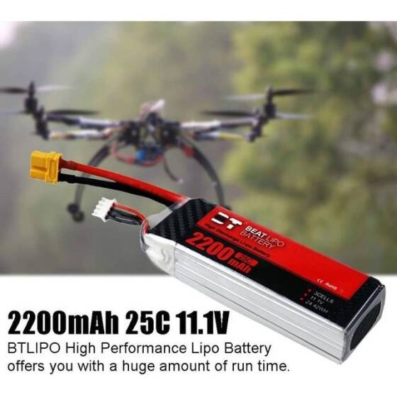 Kırmızı 2200MAH 3 S 11.1 V 25C Yüksek Güç Yüksek Kaliteli Model Uçak LIPO Pil XT60 Dişi - 3