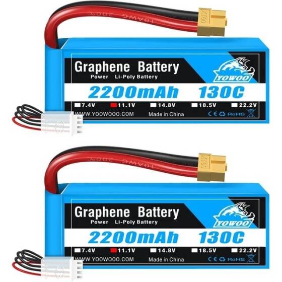 Kırmızı 2200MAH 3 S 11.1 V 35C Yüksek Güç Yüksek Kaliteli Model Uçak LIPO Pil XT60 Dişi - 1