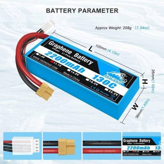 Kırmızı 2200MAH 3 S 11.1 V 35C Yüksek Güç Yüksek Kaliteli Model Uçak LIPO Pil XT60 Dişi - 2