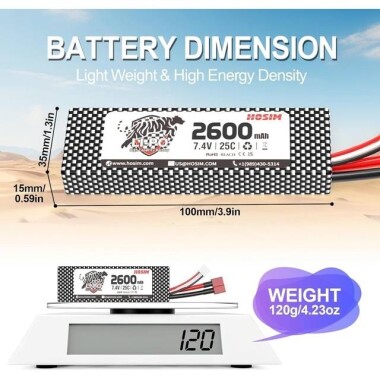 Kırmızı 2600MAH 2 S 7.4 V 25C Yüksek Güç Yüksek Kaliteli Model Uçak LIPO Pil JST Dişi - 4